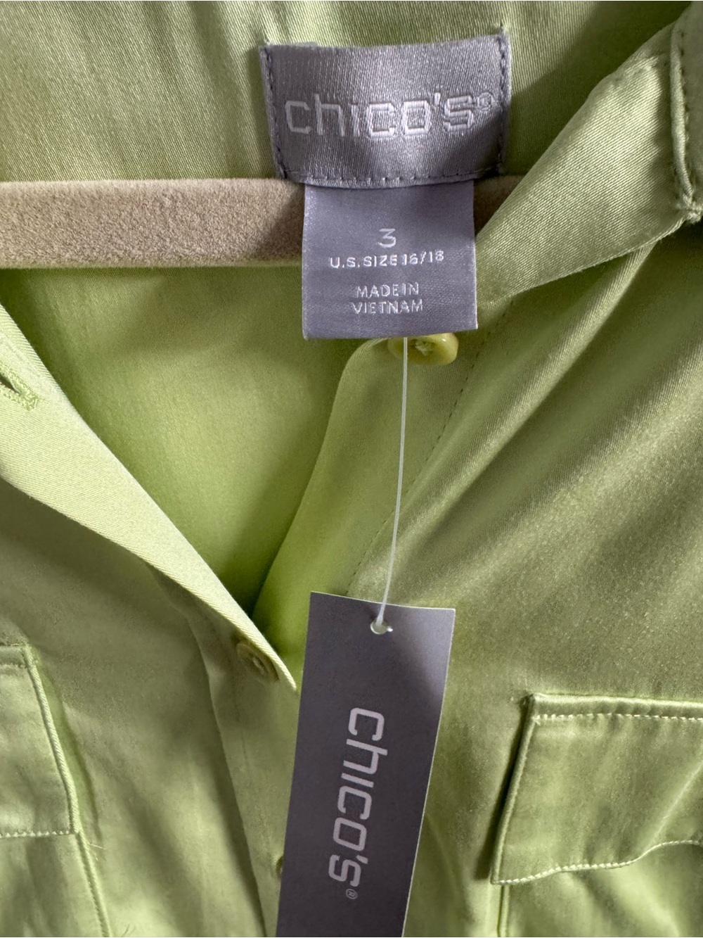 Women’s Chico's size 3 Light Green Casual Modal Button-Down Shirt